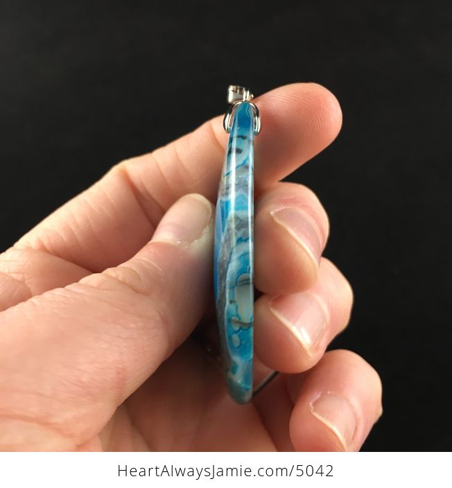 Blue Dragon Veins Agate Stone Jewelry Pendant - #jxvDCm5hgdI-5