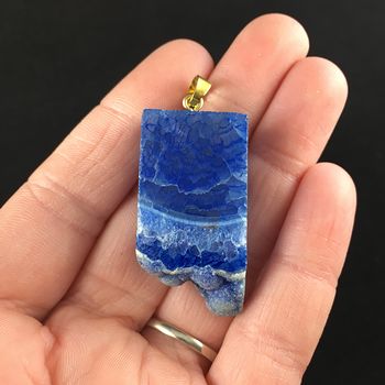 Blue Drusy Agate Stone Jewelry Pendant #G7XeQcCMRns