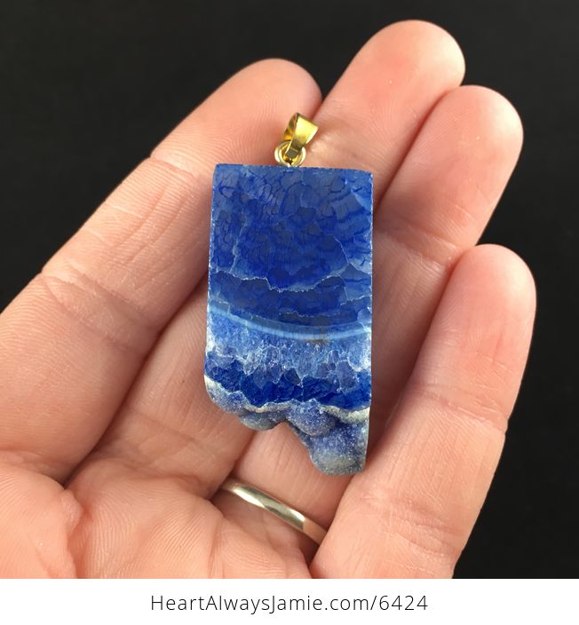 Blue Drusy Agate Stone Jewelry Pendant - #G7XeQcCMRns-1