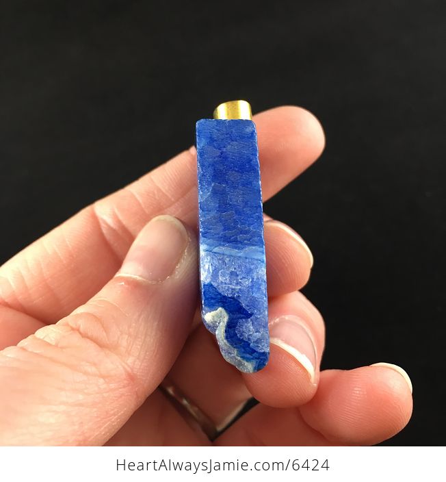 Blue Drusy Agate Stone Jewelry Pendant - #G7XeQcCMRns-4