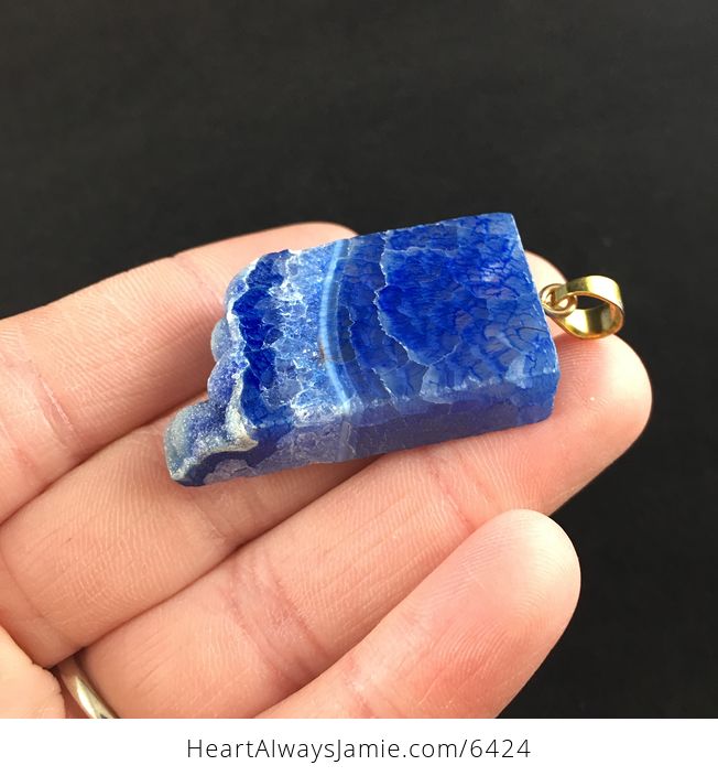 Blue Drusy Agate Stone Jewelry Pendant - #G7XeQcCMRns-3