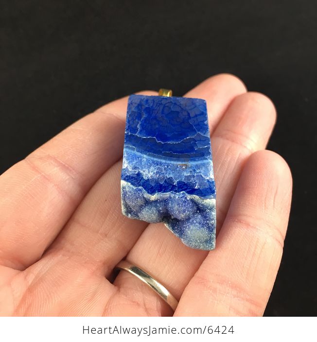 Blue Drusy Agate Stone Jewelry Pendant - #G7XeQcCMRns-2