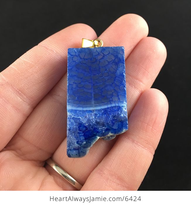 Blue Drusy Agate Stone Jewelry Pendant - #G7XeQcCMRns-5