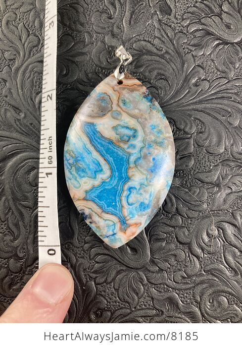 Blue Drusy Crazy Lace Agate Stone Jewelry Pendant - #4sRqouQNlYM-1