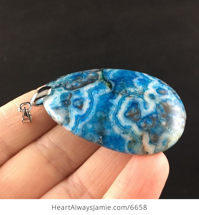 Blue Drusy Crazy Lace Agate Stone Jewelry Pendant - #9LBL8wmusRQ-4