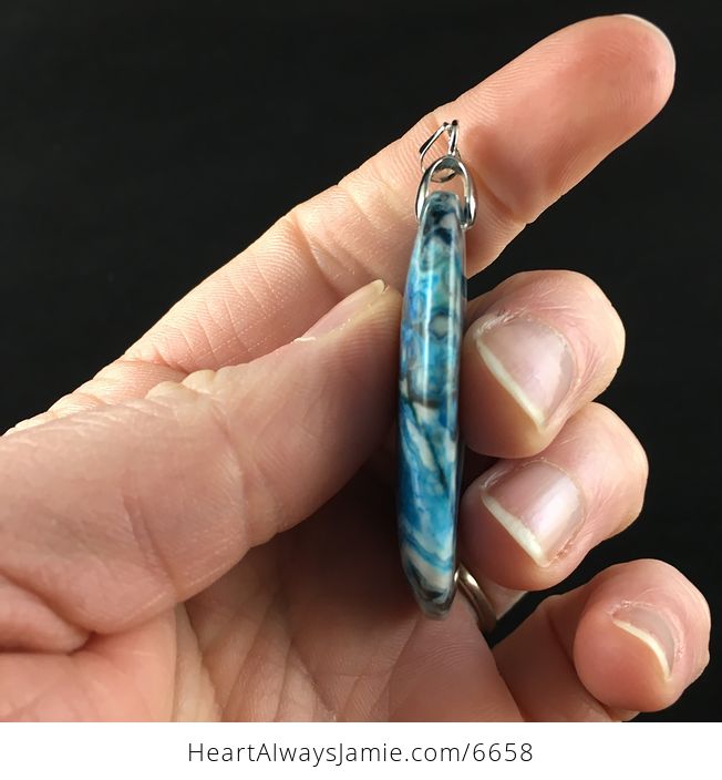 Blue Drusy Crazy Lace Agate Stone Jewelry Pendant - #9LBL8wmusRQ-5