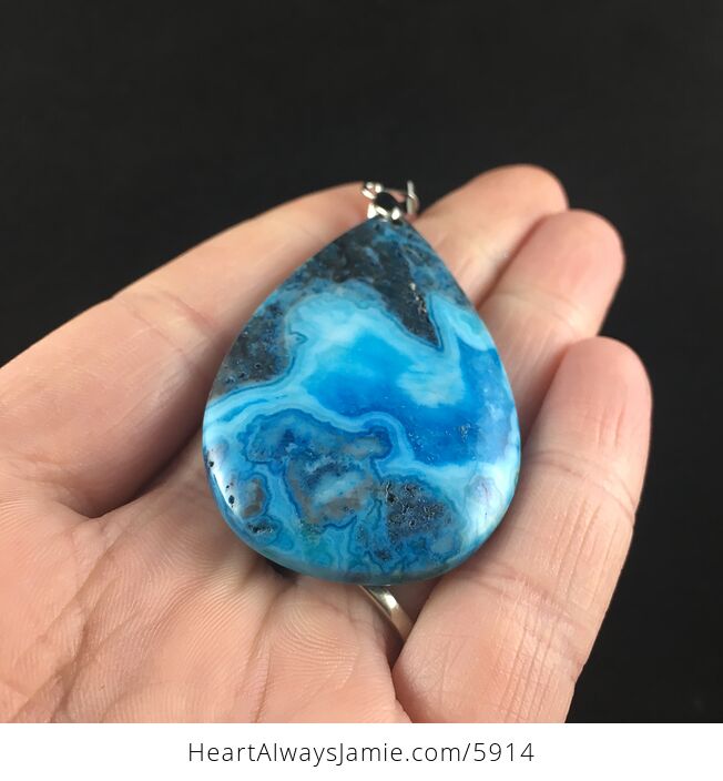 Blue Drusy Crazy Lace Agate Stone Jewelry Pendant - #FCVOtfAtlGI-9