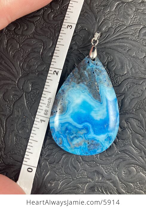 Blue Drusy Crazy Lace Agate Stone Jewelry Pendant - #FCVOtfAtlGI-4