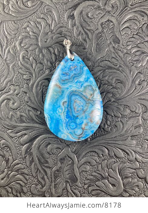 Blue Drusy Crazy Lace Agate Stone Jewelry Pendant - #GvbrjlROLGw-6