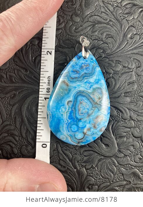 Blue Drusy Crazy Lace Agate Stone Jewelry Pendant - #GvbrjlROLGw-7