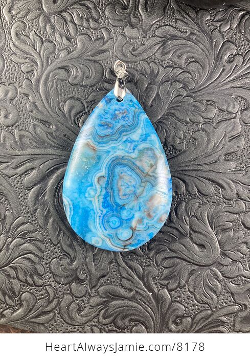Blue Drusy Crazy Lace Agate Stone Jewelry Pendant - #GvbrjlROLGw-2