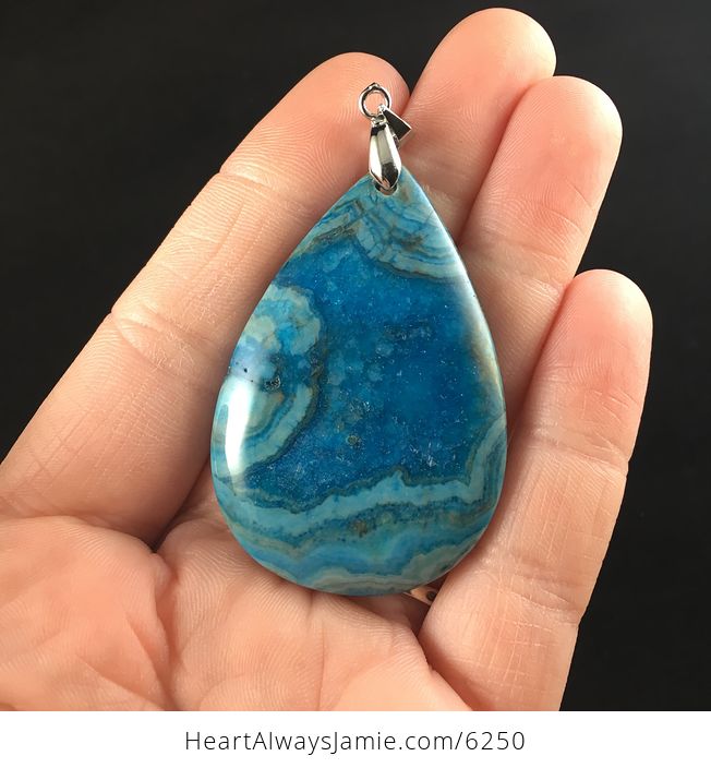 Blue Drusy Crazy Lace Agate Stone Jewelry Pendant - #KSOO9jefth8-1
