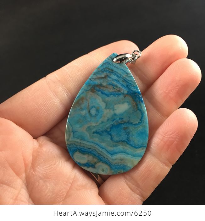 Blue Drusy Crazy Lace Agate Stone Jewelry Pendant - #KSOO9jefth8-6