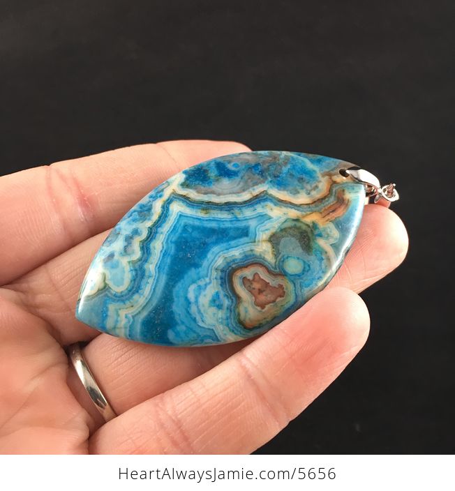 Blue Drusy Crazy Lace Agate Stone Jewelry Pendant - #fNhiGnmXwb0-3