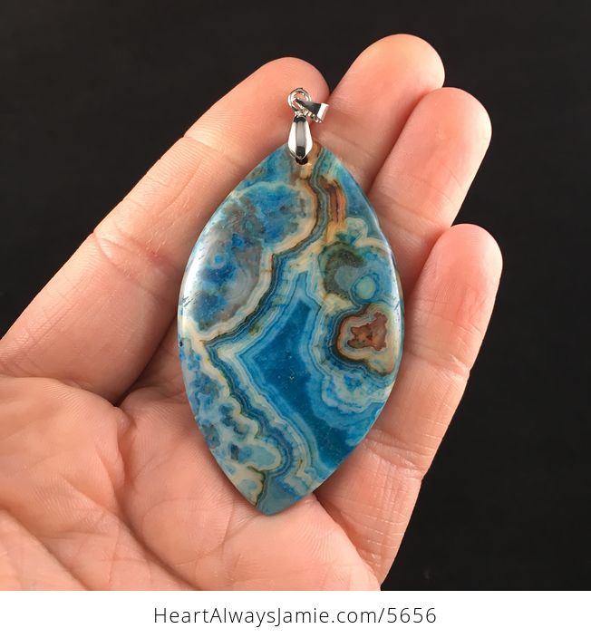 Blue Drusy Crazy Lace Agate Stone Jewelry Pendant - #fNhiGnmXwb0-1