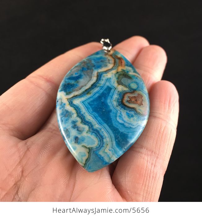 Blue Drusy Crazy Lace Agate Stone Jewelry Pendant - #fNhiGnmXwb0-2