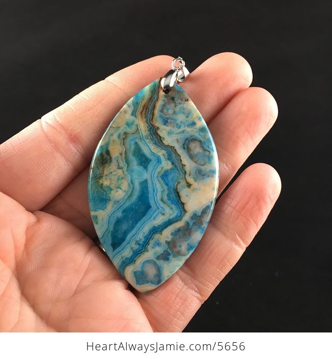 Blue Drusy Crazy Lace Agate Stone Jewelry Pendant - #fNhiGnmXwb0-6