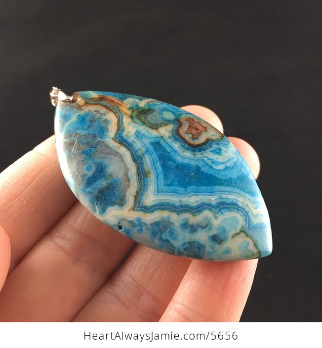 Blue Drusy Crazy Lace Agate Stone Jewelry Pendant - #fNhiGnmXwb0-4