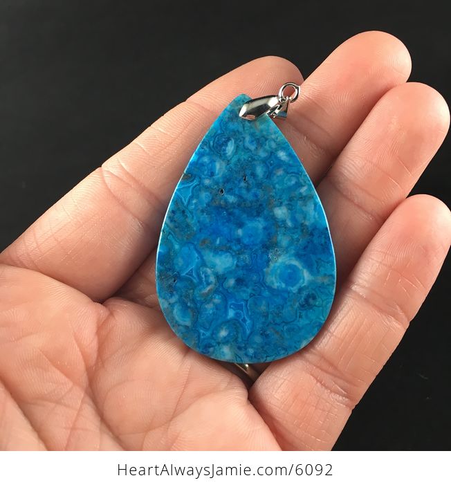 Blue Drusy Crazy Lace Agate Stone Jewelry Pendant - #tFRyq4lIy3A-6