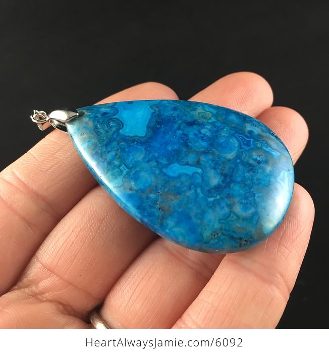 Blue Drusy Crazy Lace Agate Stone Jewelry Pendant - #tFRyq4lIy3A-4
