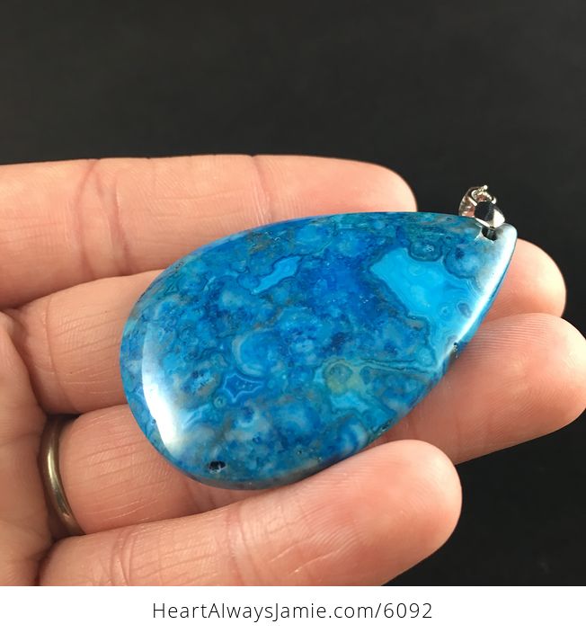 Blue Drusy Crazy Lace Agate Stone Jewelry Pendant - #tFRyq4lIy3A-3