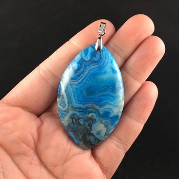 Blue Drusy Crazy Lace Mexican Agate Stone Jewelry Pendant #dCYOPc6Ca14
