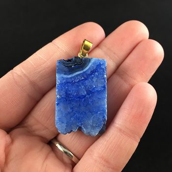 Blue Druzy Agate Stone Jewelry Pendant #4UwtXhzBjpQ