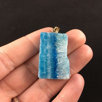 Blue Druzy Agate Stone Jewelry Pendant #ftn8X2p469c