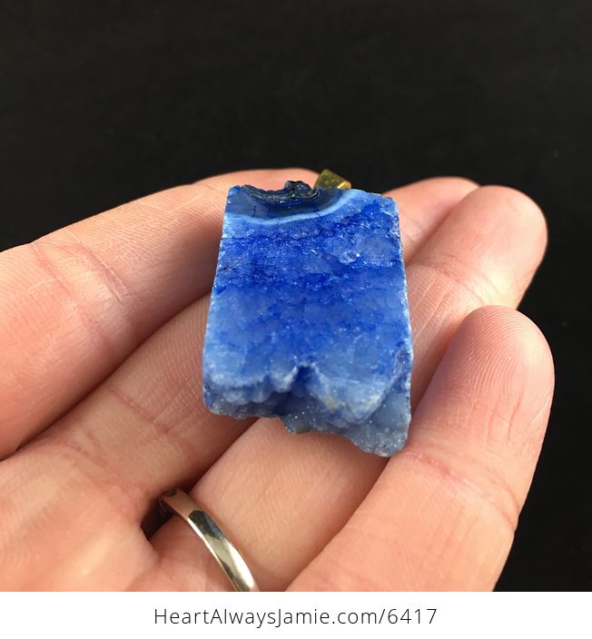 Blue Druzy Agate Stone Jewelry Pendant - #4UwtXhzBjpQ-2