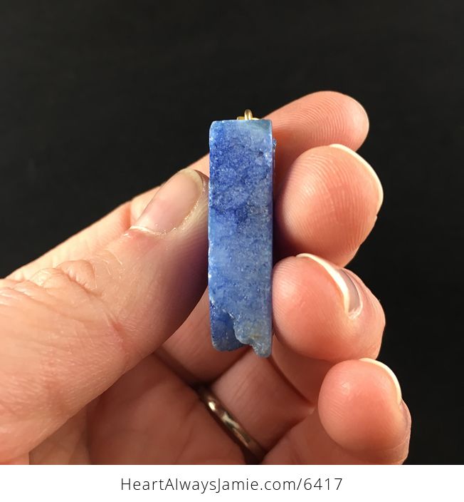 Blue Druzy Agate Stone Jewelry Pendant - #4UwtXhzBjpQ-4