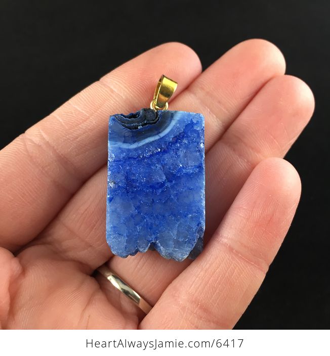 Blue Druzy Agate Stone Jewelry Pendant - #4UwtXhzBjpQ-1