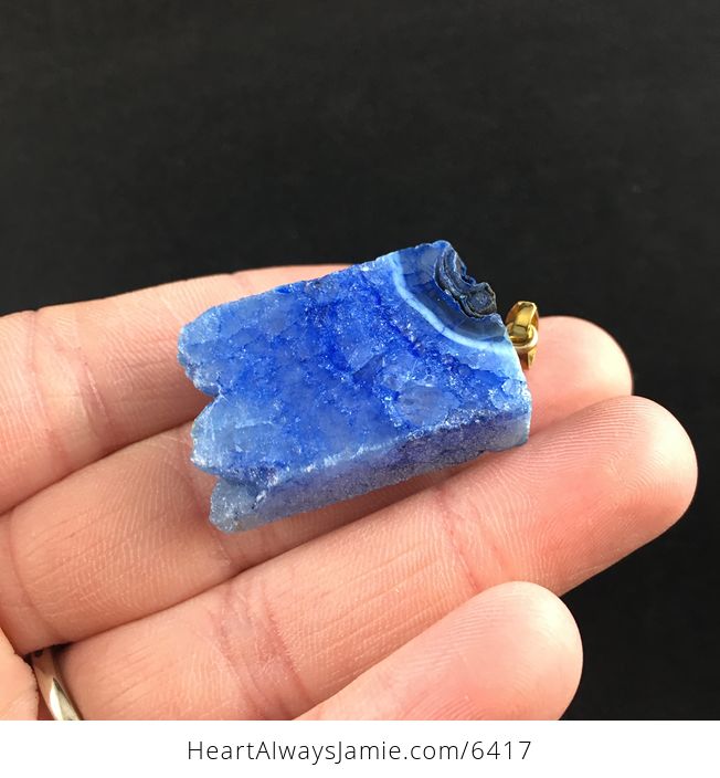 Blue Druzy Agate Stone Jewelry Pendant - #4UwtXhzBjpQ-3