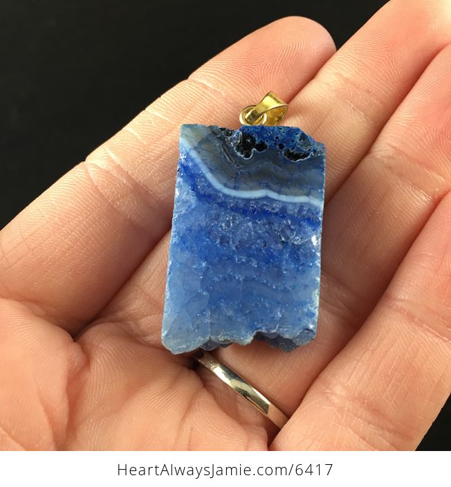 Blue Druzy Agate Stone Jewelry Pendant - #4UwtXhzBjpQ-5