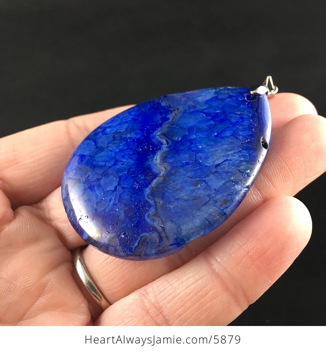 Blue Druzy Agate Stone Jewelry Pendant - #NeiXCUFZqtY-3