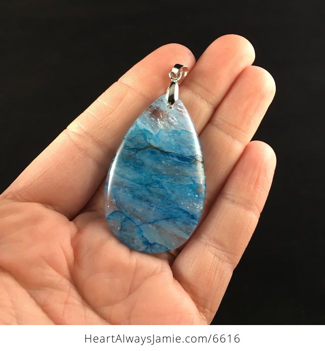 Blue Druzy Agate Stone Jewelry Pendant - #UE3UiAg8V6c-1