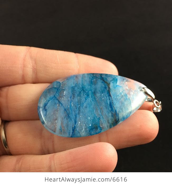 Blue Druzy Agate Stone Jewelry Pendant - #UE3UiAg8V6c-3