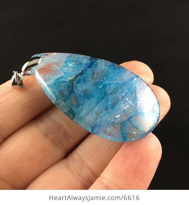 Blue Druzy Agate Stone Jewelry Pendant - #UE3UiAg8V6c-4