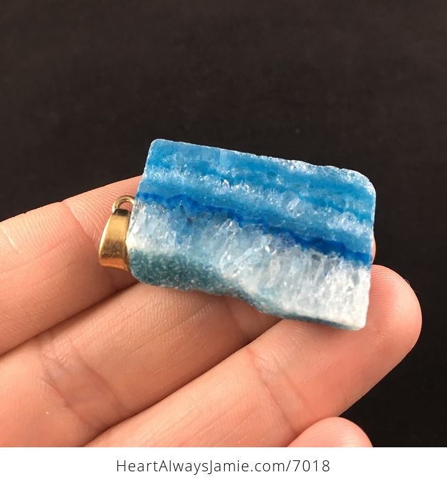Blue Druzy Agate Stone Jewelry Pendant - #ftn8X2p469c-4
