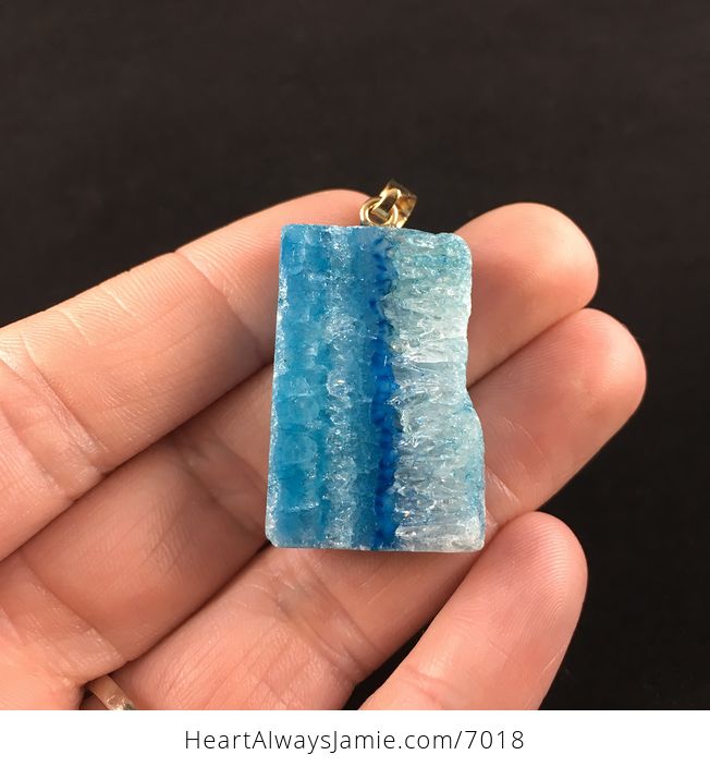 Blue Druzy Agate Stone Jewelry Pendant - #ftn8X2p469c-1