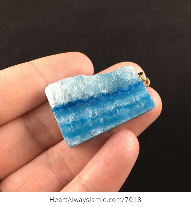 Blue Druzy Agate Stone Jewelry Pendant - #ftn8X2p469c-3