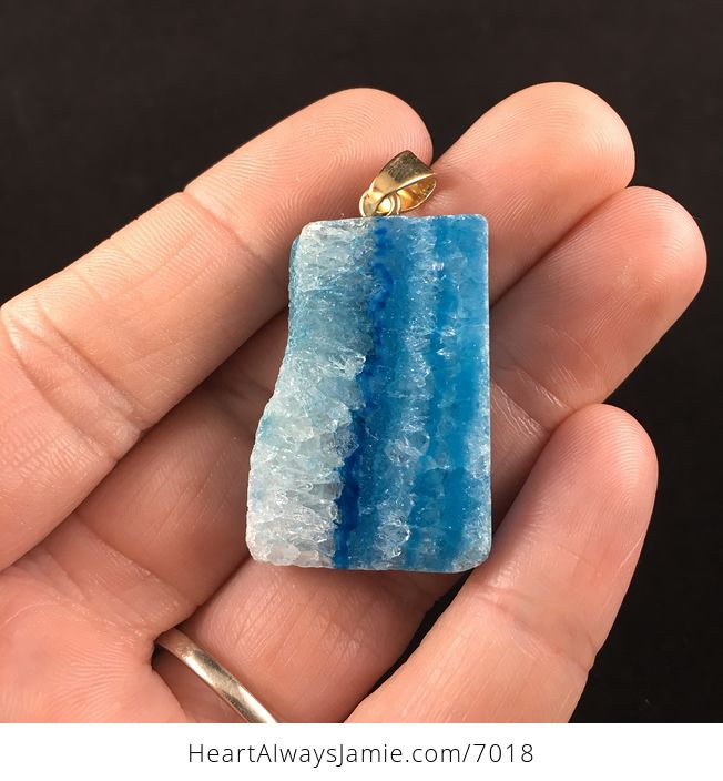 Blue Druzy Agate Stone Jewelry Pendant - #ftn8X2p469c-2