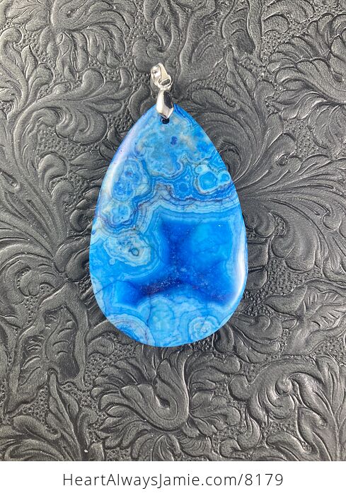 Blue Druzy Crazy Lace Agate Stone Jewelry Pendant - #n0zXVj9TMek-5