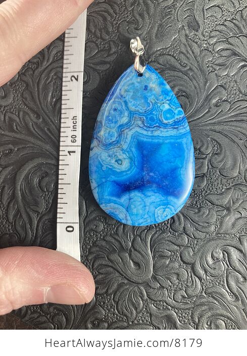 Blue Druzy Crazy Lace Agate Stone Jewelry Pendant - #n0zXVj9TMek-6