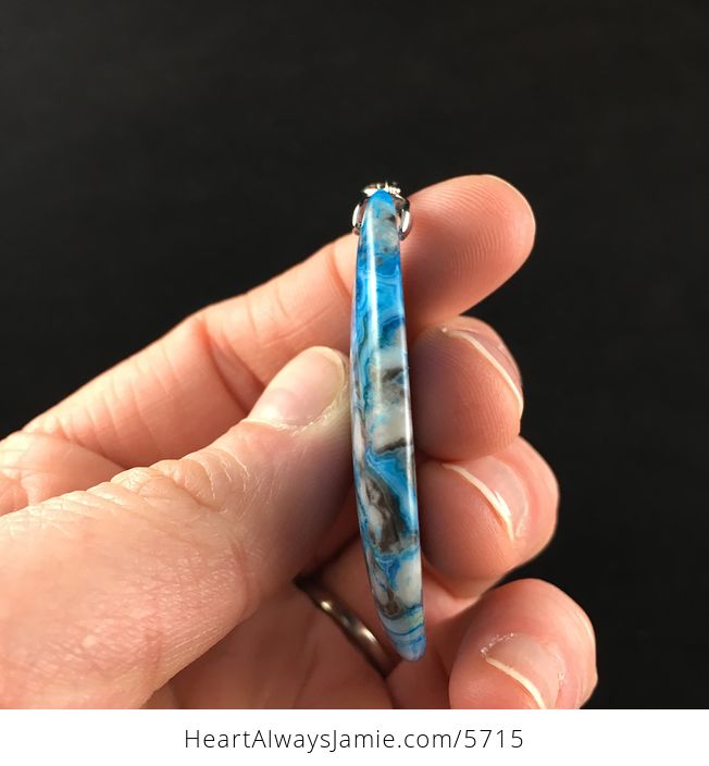 Blue Druzy Crazy Lace Agate Stone Jewelry Pendant - #urgsXmVKf6o-5