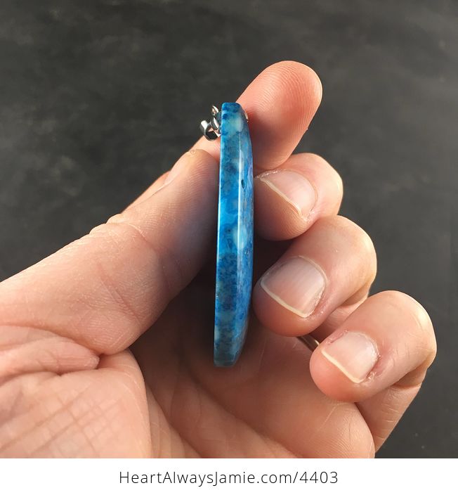 Blue Druzy Crazy Lace Agate Stone Pendant Necklace - #NULUpLwGDTY-4