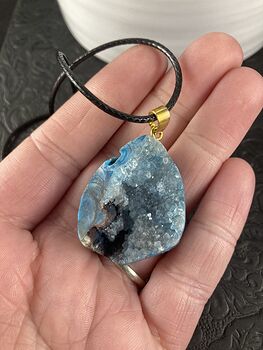 Blue Druzy Stone Necklace Jewelry #JqB5MQtXLQo