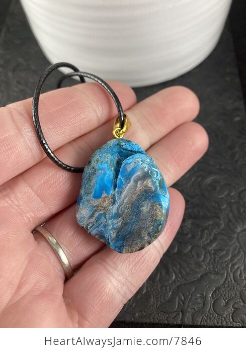 Blue Druzy Stone Necklace Jewelry - #JqB5MQtXLQo-6