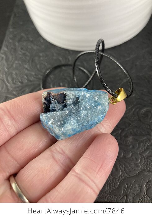 Blue Druzy Stone Necklace Jewelry - #JqB5MQtXLQo-4
