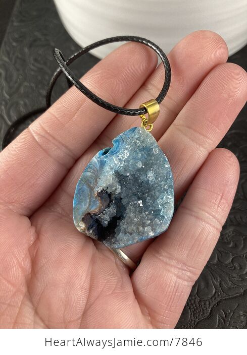 Blue Druzy Stone Necklace Jewelry - #JqB5MQtXLQo-1