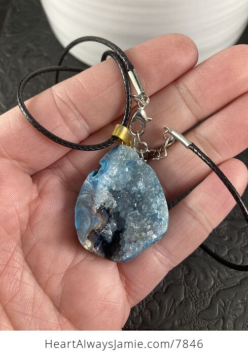 Blue Druzy Stone Necklace Jewelry - #JqB5MQtXLQo-2